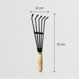 Wooden handle 5 prong garden rake for soil loosening