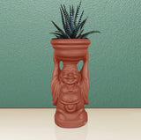Laughing Buddha terracotta planter