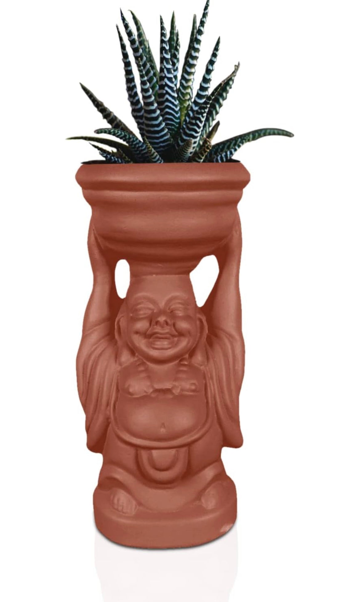 Laughing Buddha terracotta planter