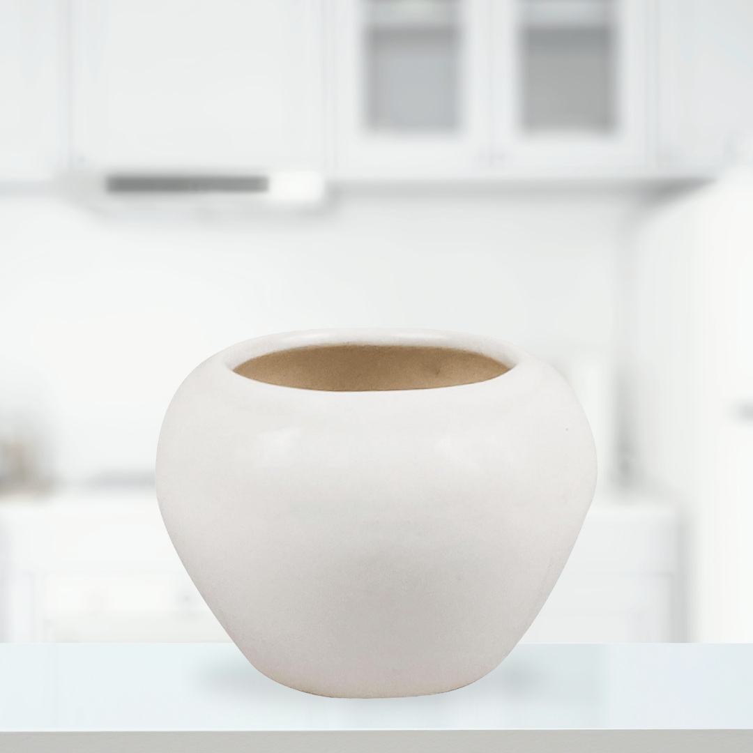 White apple-style ceramic planter