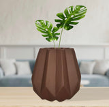 Brown diamond print ceramic planter