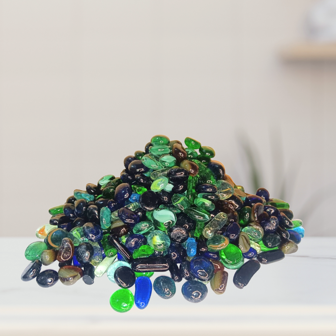 Mixed glass pebbles for home garden