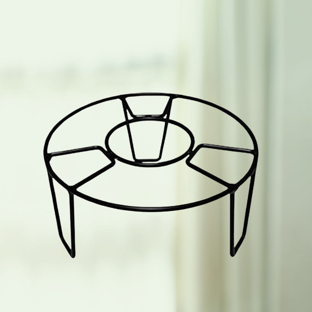 Round single pot stand - black