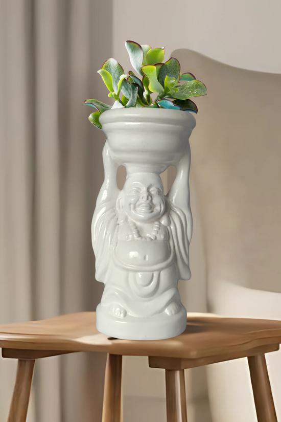 Laughing Buddha terracotta planter
