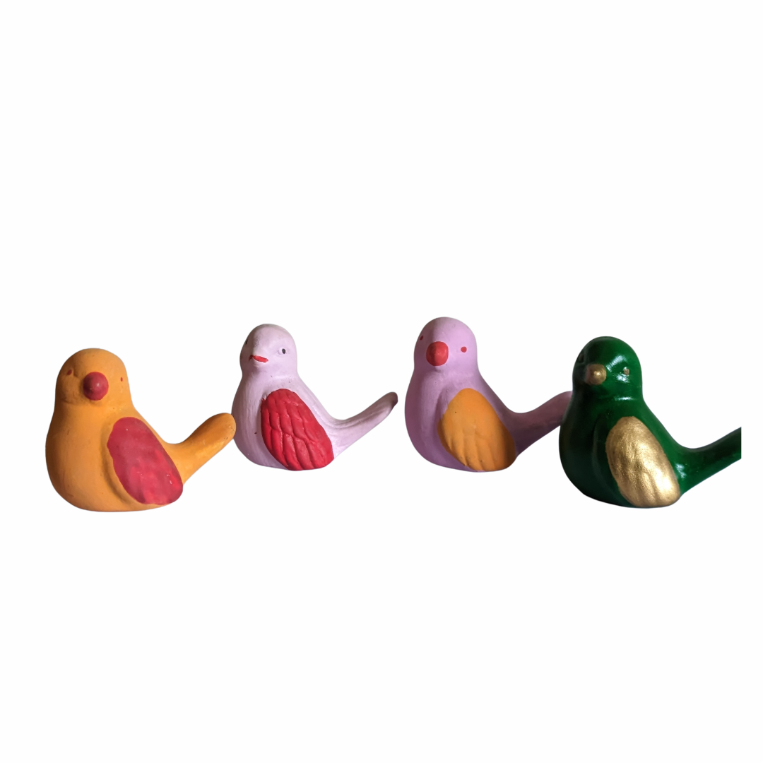 Miniature bird set of 4 for garden decor