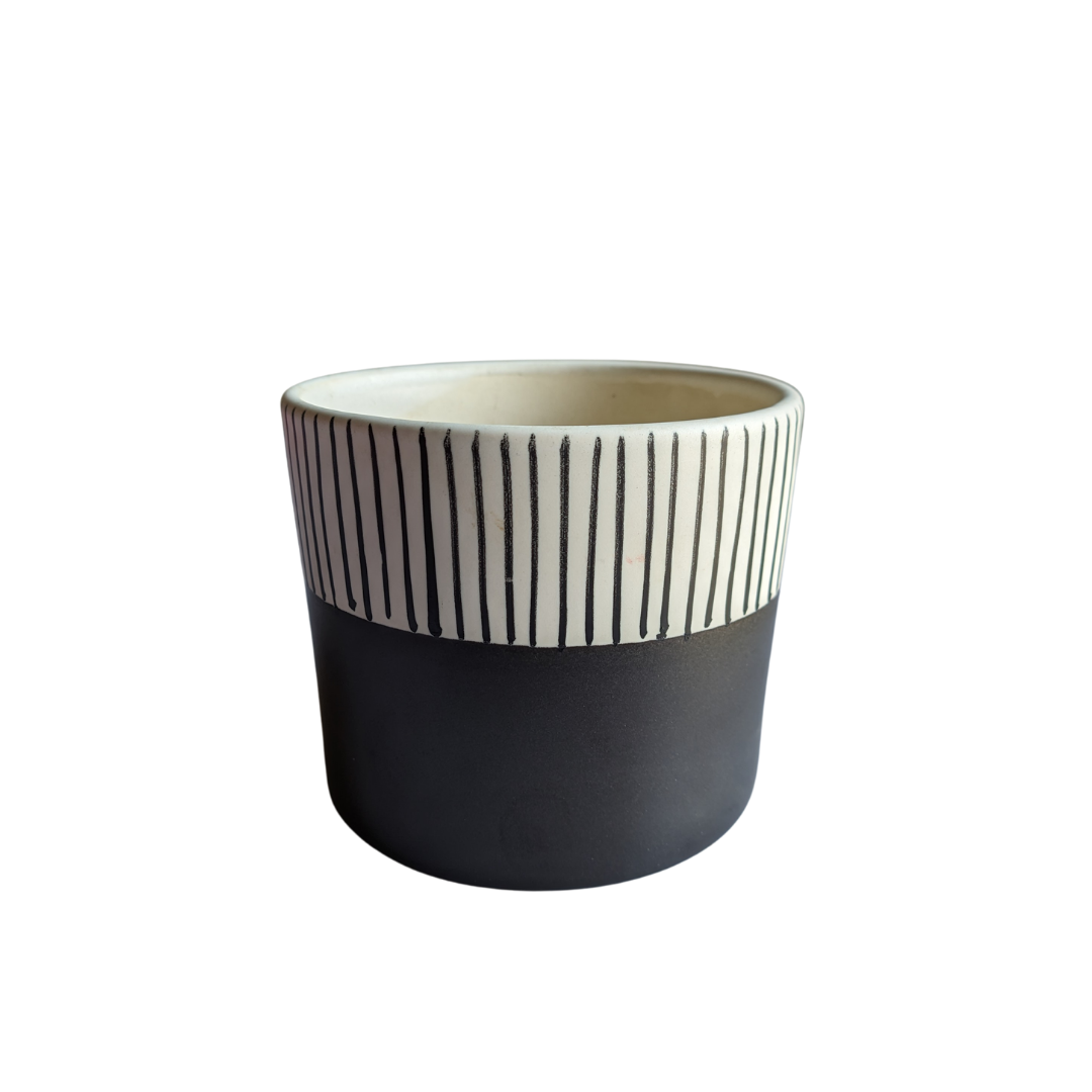 Black modern ceramic pot for indoor plants