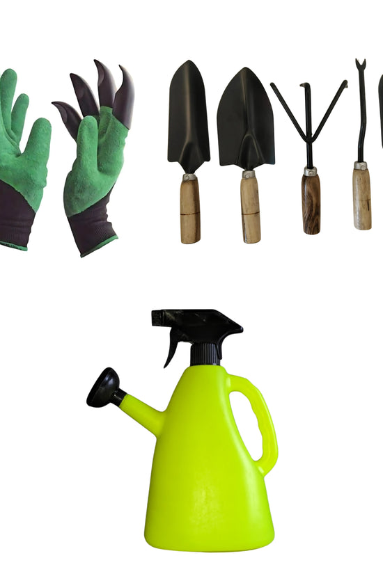 Gardening combo kit with tools and soil