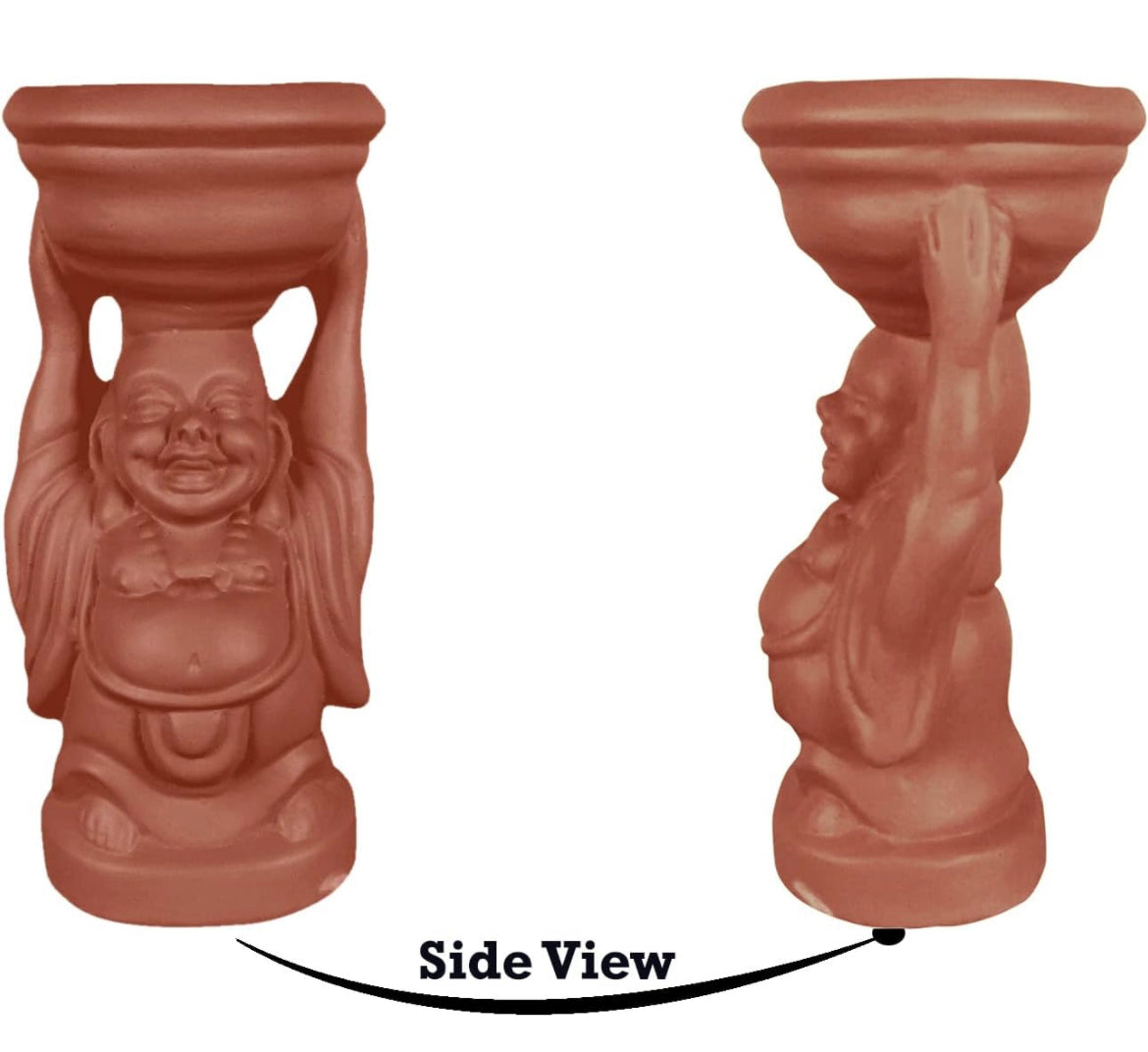 Laughing Buddha terracotta planter
