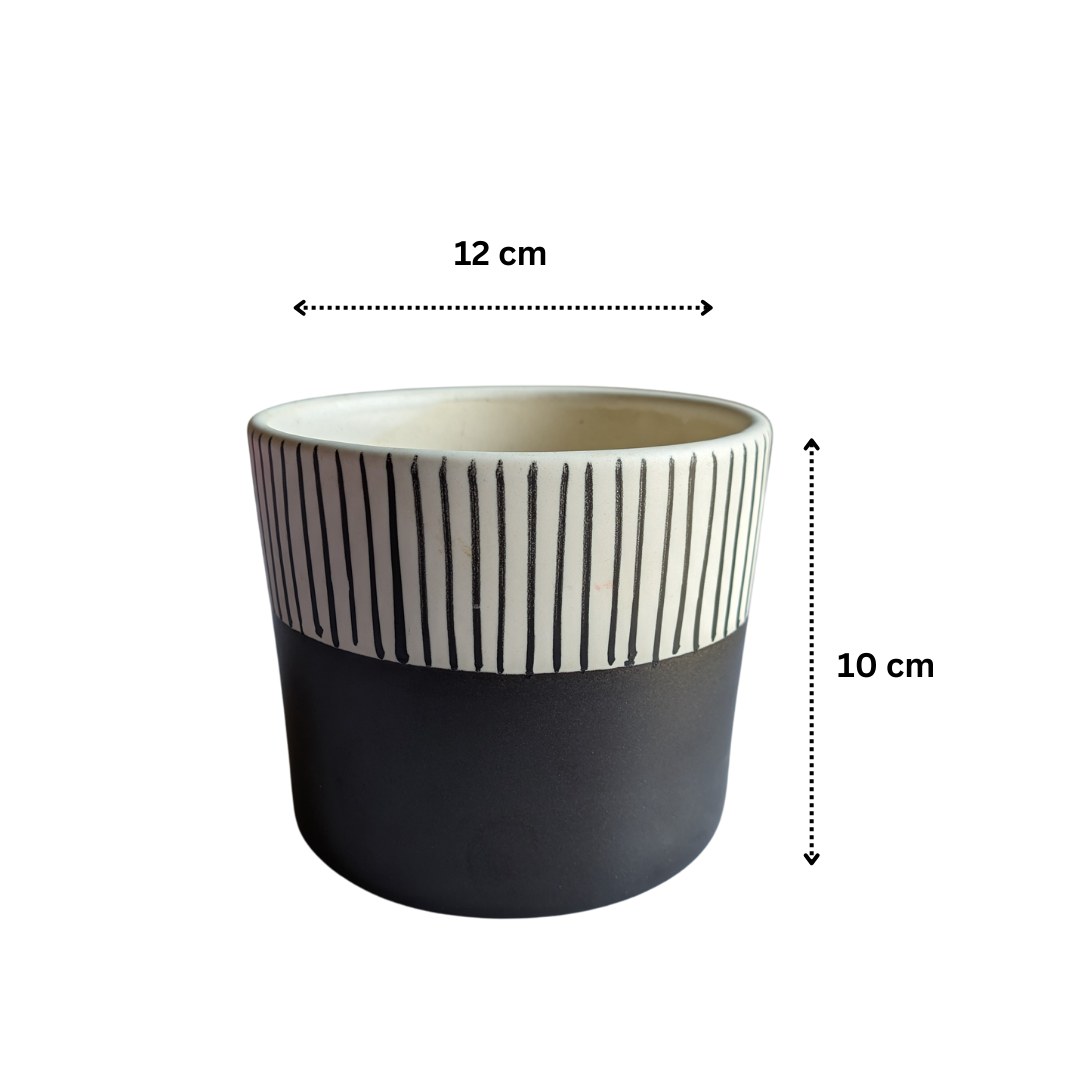 Black modern ceramic pot for indoor plants