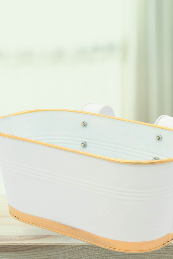 White railing pot for balcony plants
