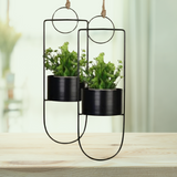 Black Metallic Hanging Planter| set of 2 planters | Planter with stand