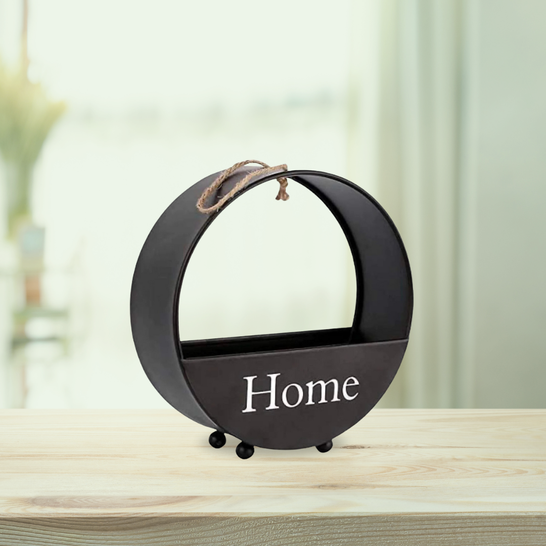 Metal home decor planter - round
