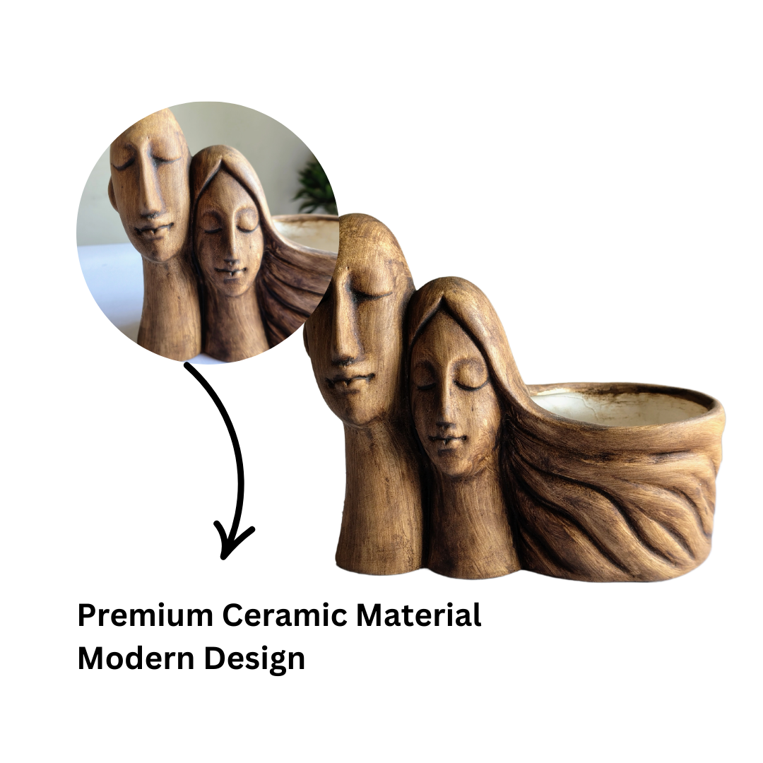 Brown couple planter for decorative plants