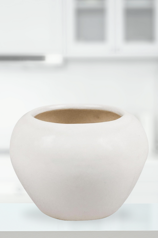White apple-style ceramic planter