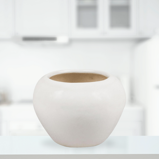 White apple-style ceramic planter