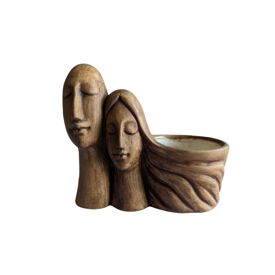 Brown couple planter for decorative plants