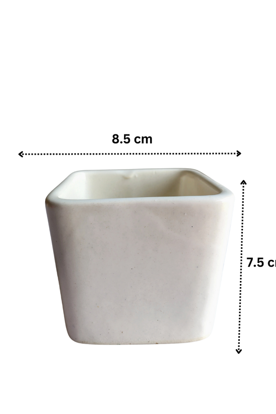 Plain white square ceramic pot
