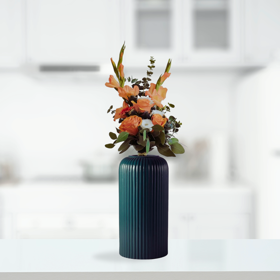 Deep jungle green ceramic planter
