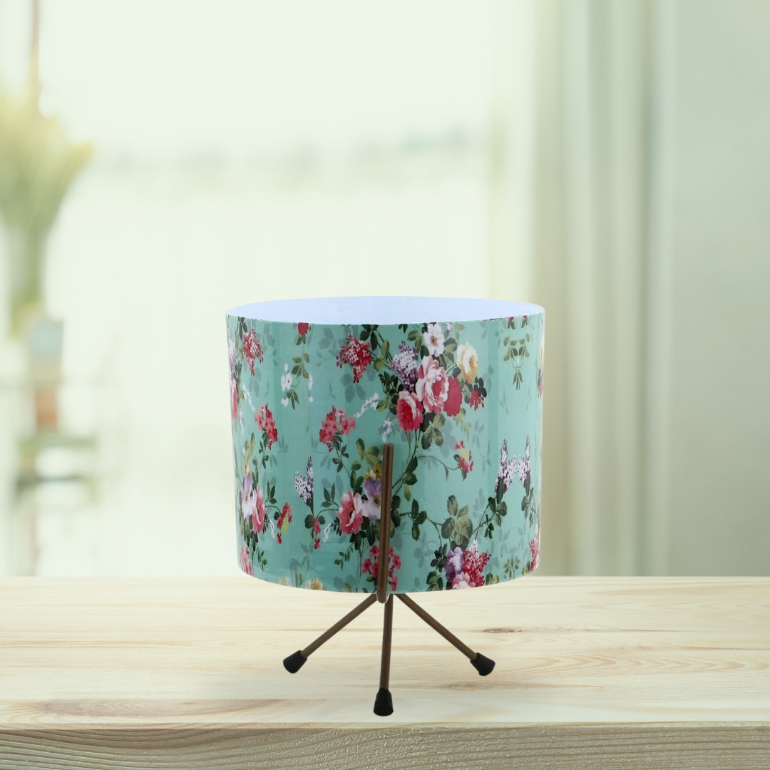 Flower-printed ceramic planter with stand