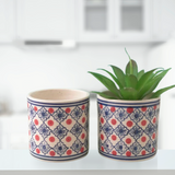 Floral Geometric Ceramic Planter - Gardengram