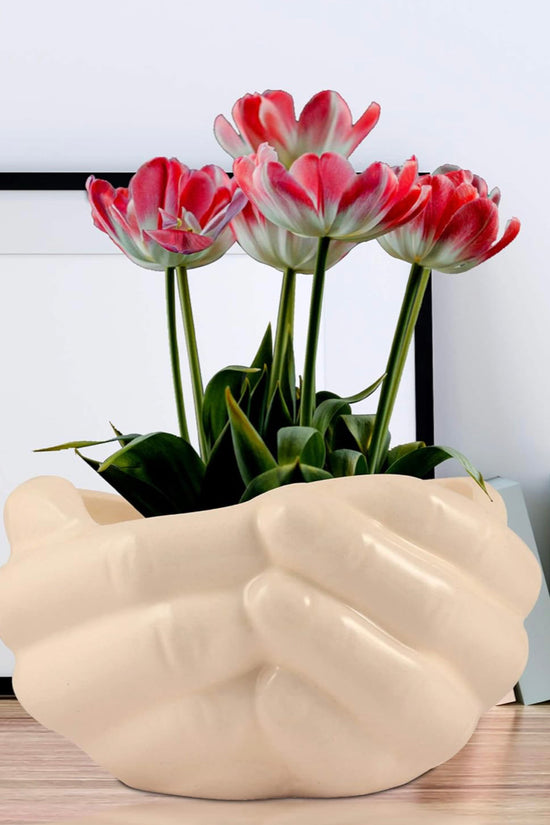 Giving Hand black decorative planter
