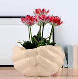 The Giving Hand Black Ceramic Pot | 20 Cm L, 16 Cm W, 10 Cm H