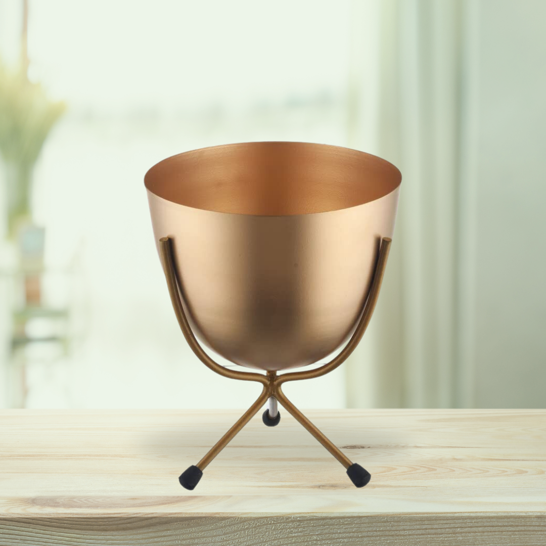 Gold finish indoor planter combo
