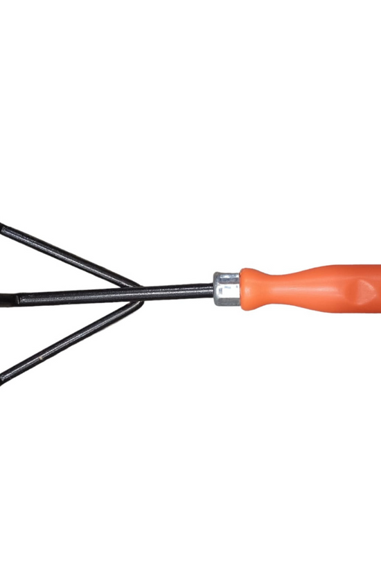 Garden hand cultivator with PVC grip

