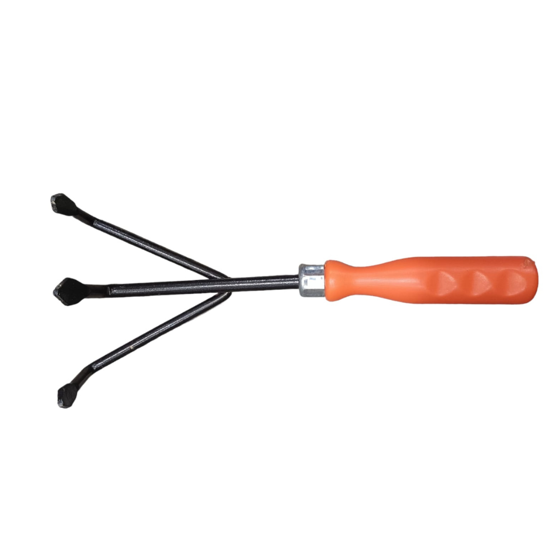 Garden hand cultivator with PVC grip

