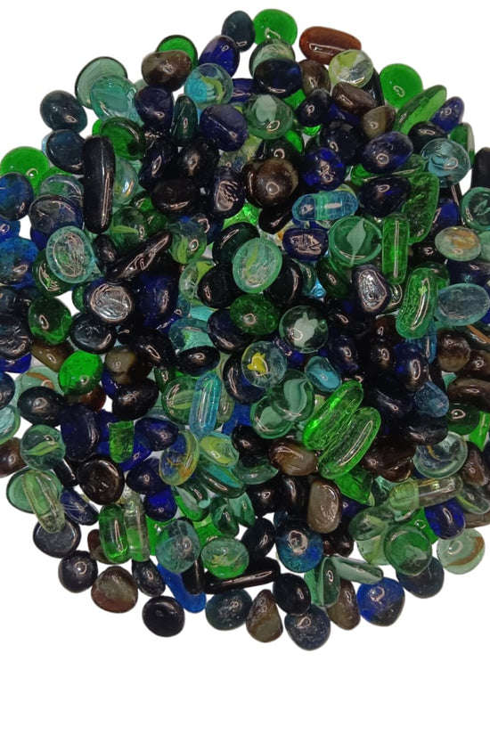 Mixed glass pebbles for home garden
