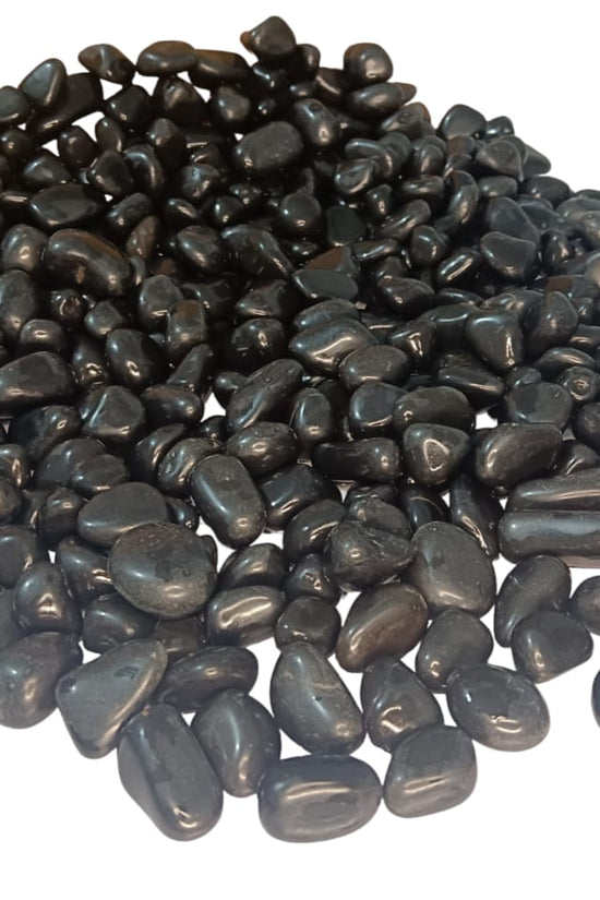 Black polished decorative pebbles
