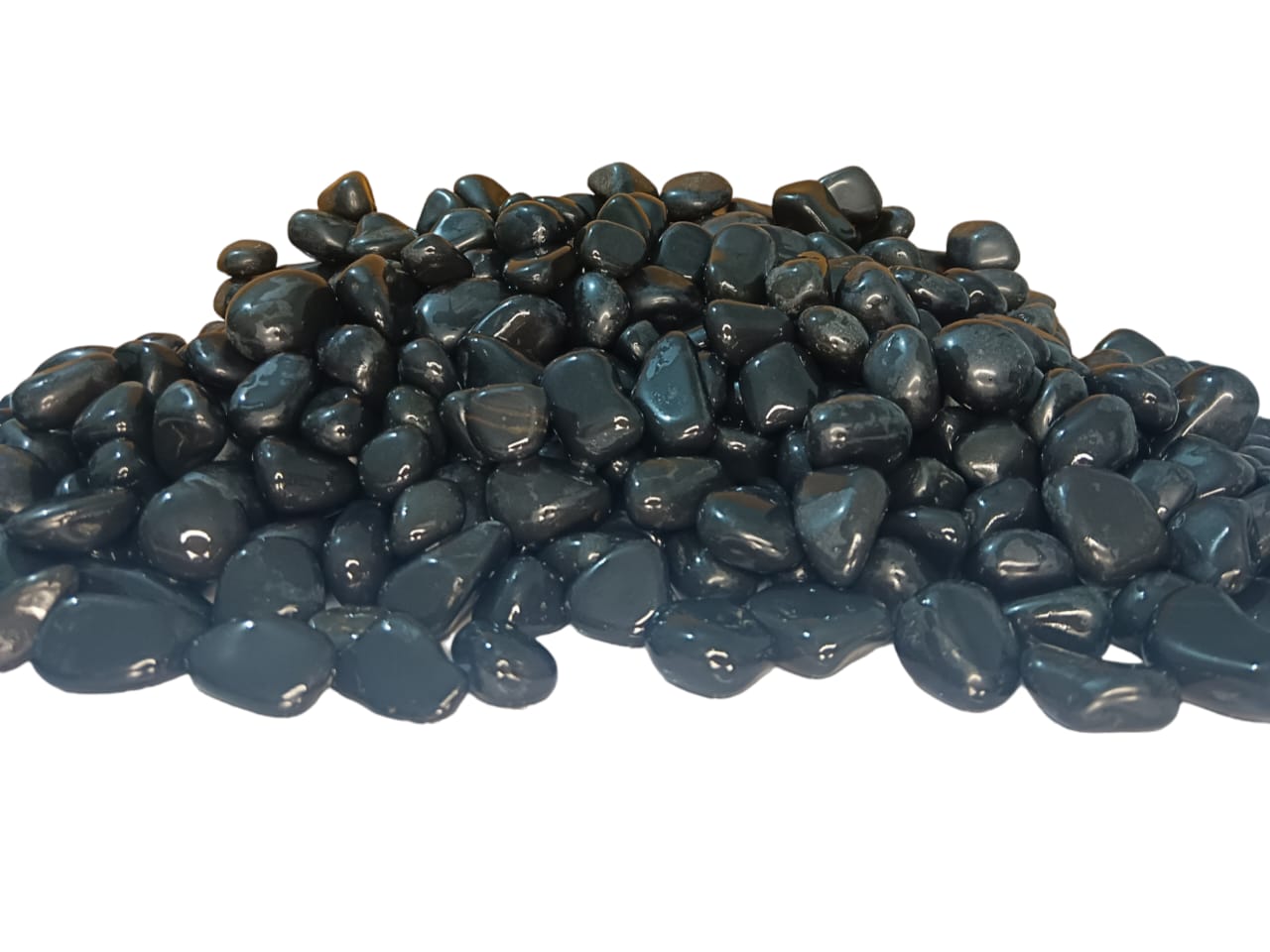 Black polished decorative pebbles
