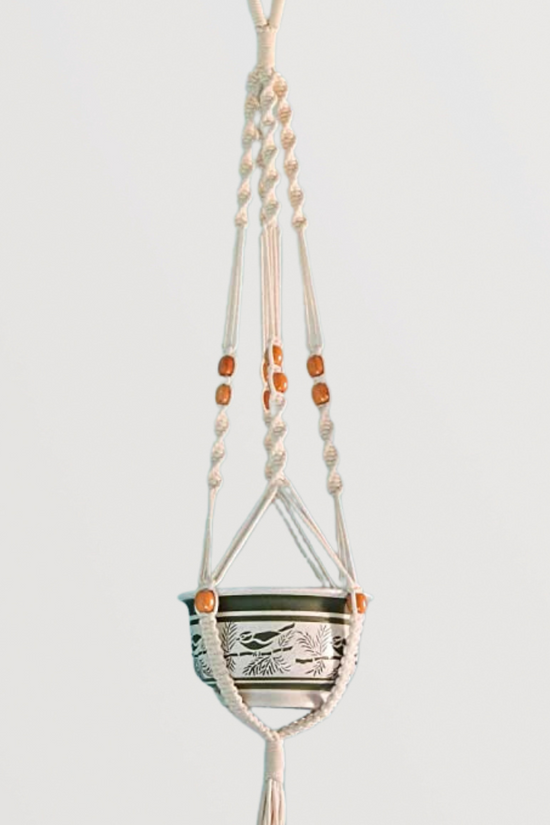1-tier macrame hanging pot holder
