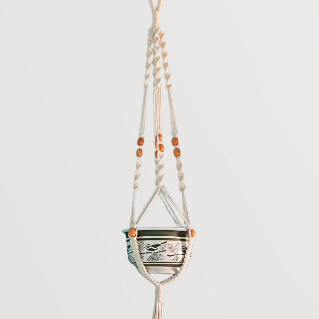 1-tier macrame hanging pot holder
