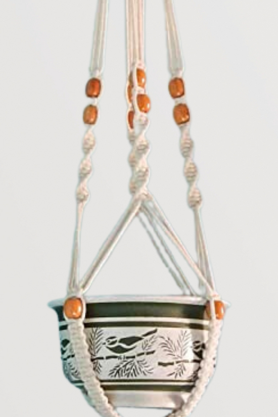 1-tier macrame hanging pot holder
