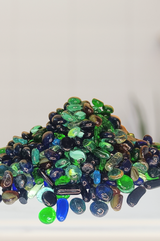 Mixed glass pebbles for home garden
