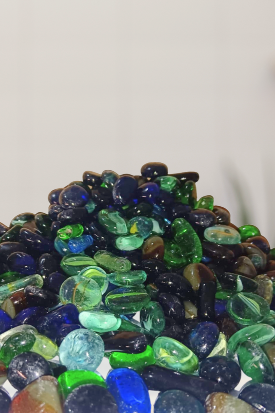 Mixed glass pebbles for home garden
