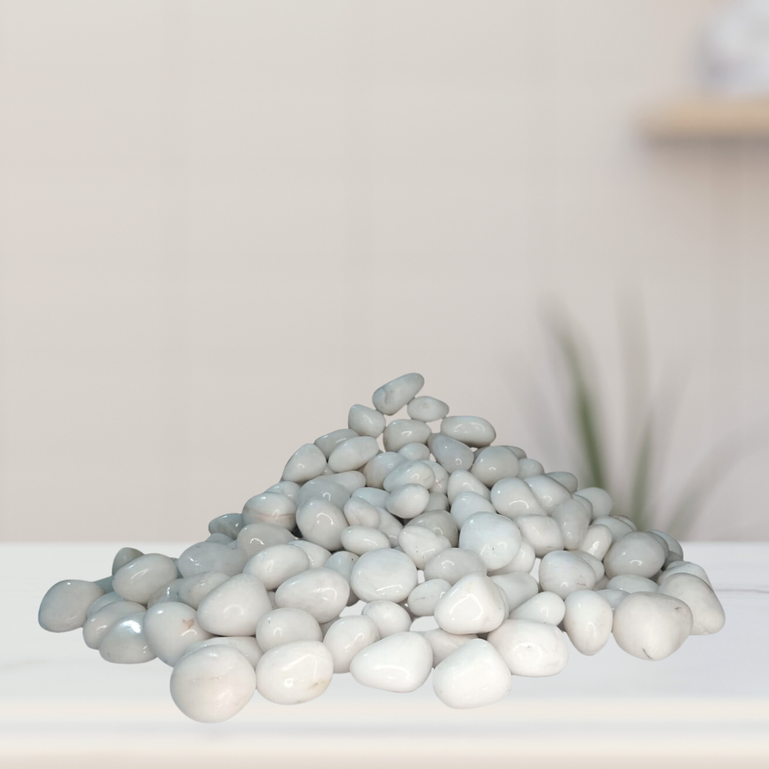 Half kg white polished pebbles
