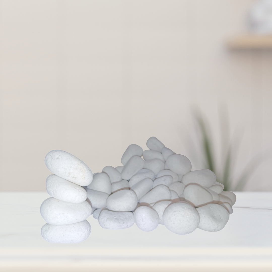 Unpolished decorative white pebbles
