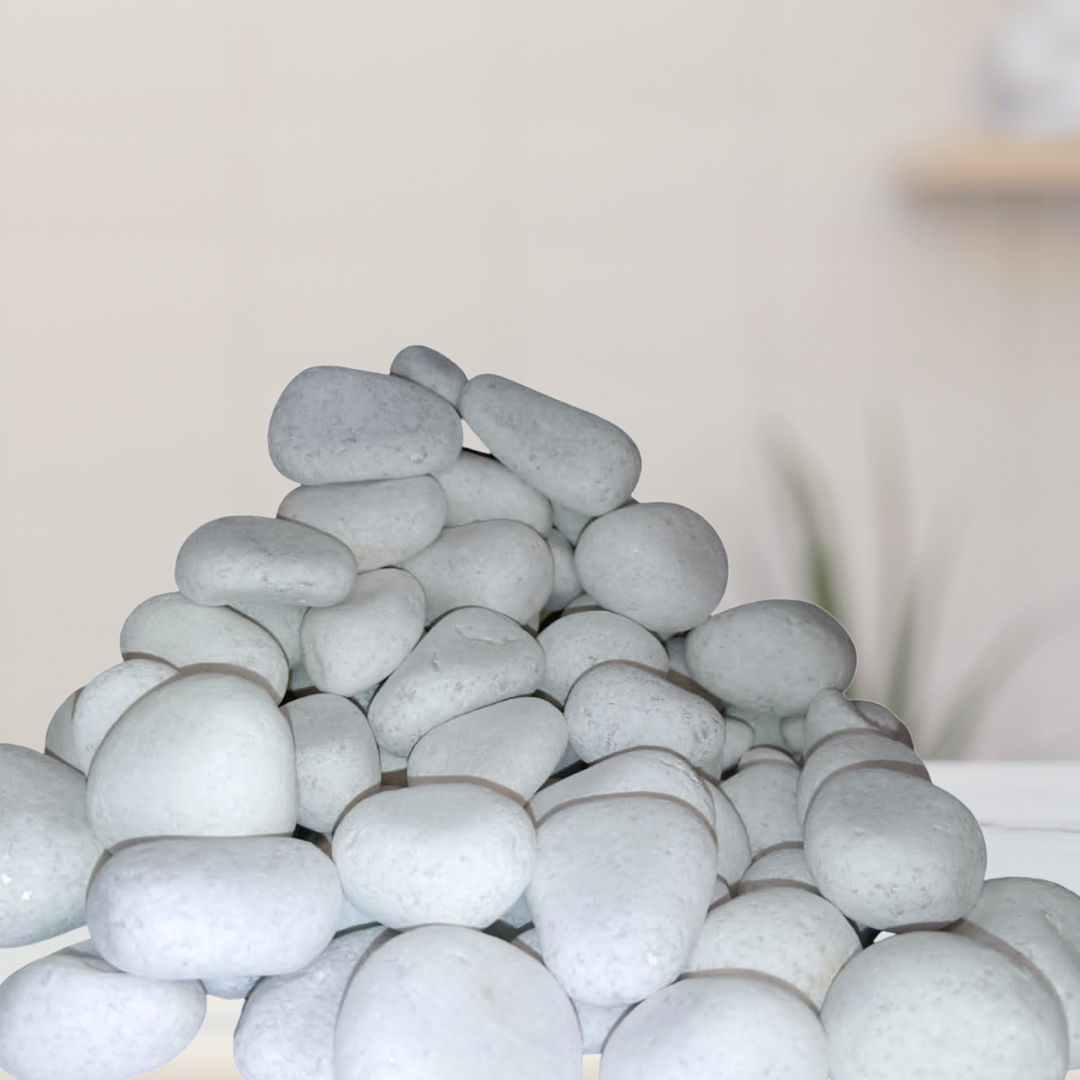 Unpolished decorative white pebbles
