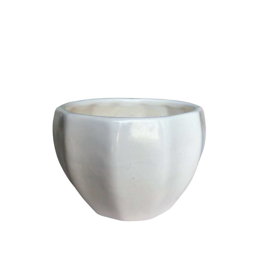 Minimalist white ceramic planter 13 cm x 10 cm