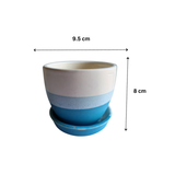 Modern Blue Gradient Ceramic Planter with dimensions