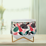 Multicolor Metal Leaf Pot With Stand