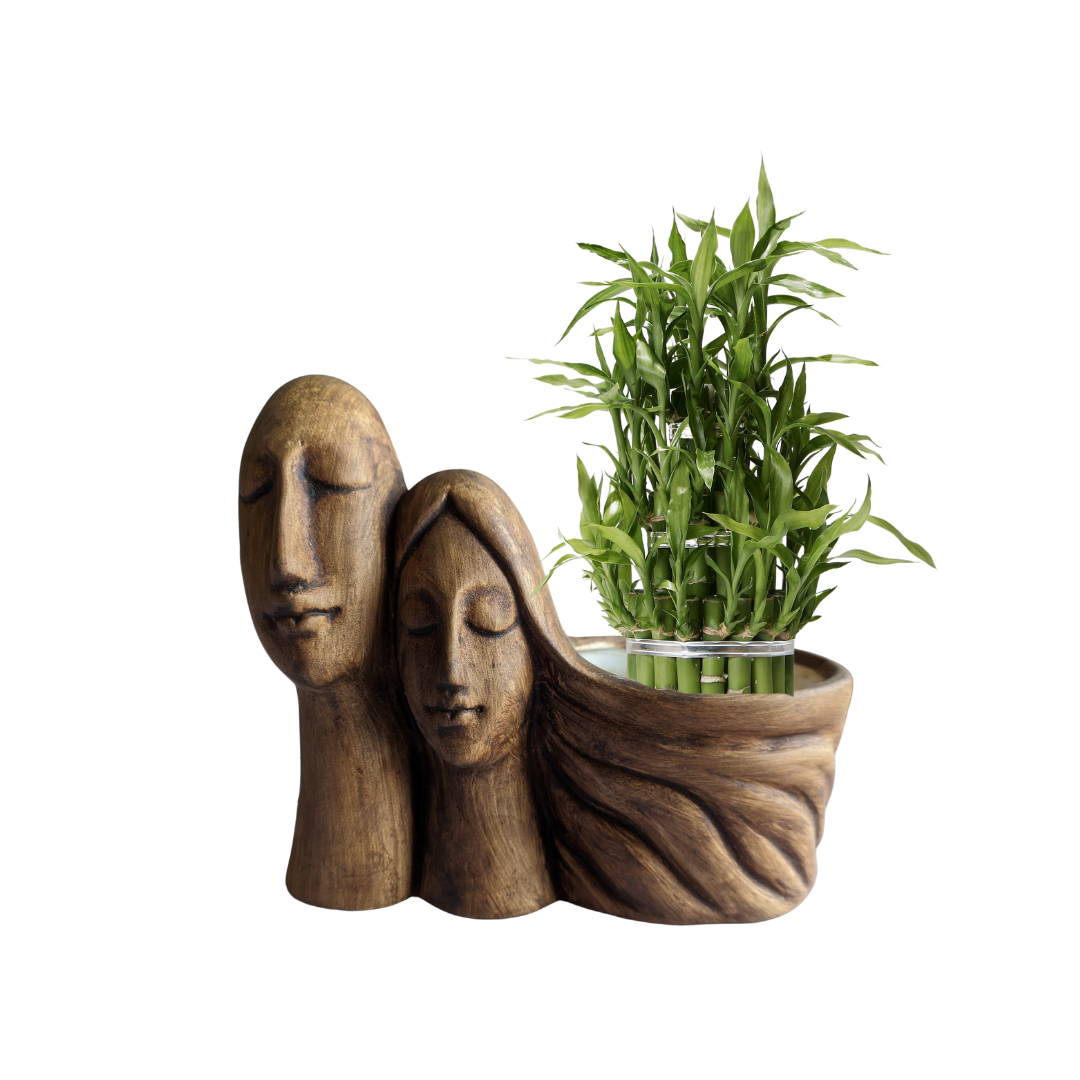 Brown couple planter for decorative plants