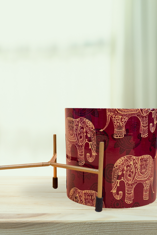 Red elephant print flower pot
