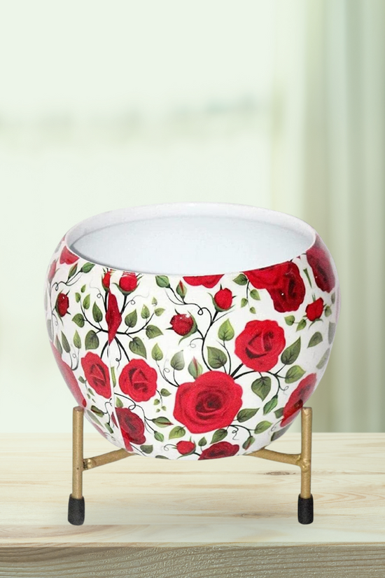 Rose print indoor plant pots