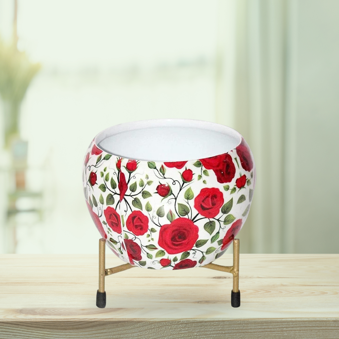 Rose print indoor plant pots