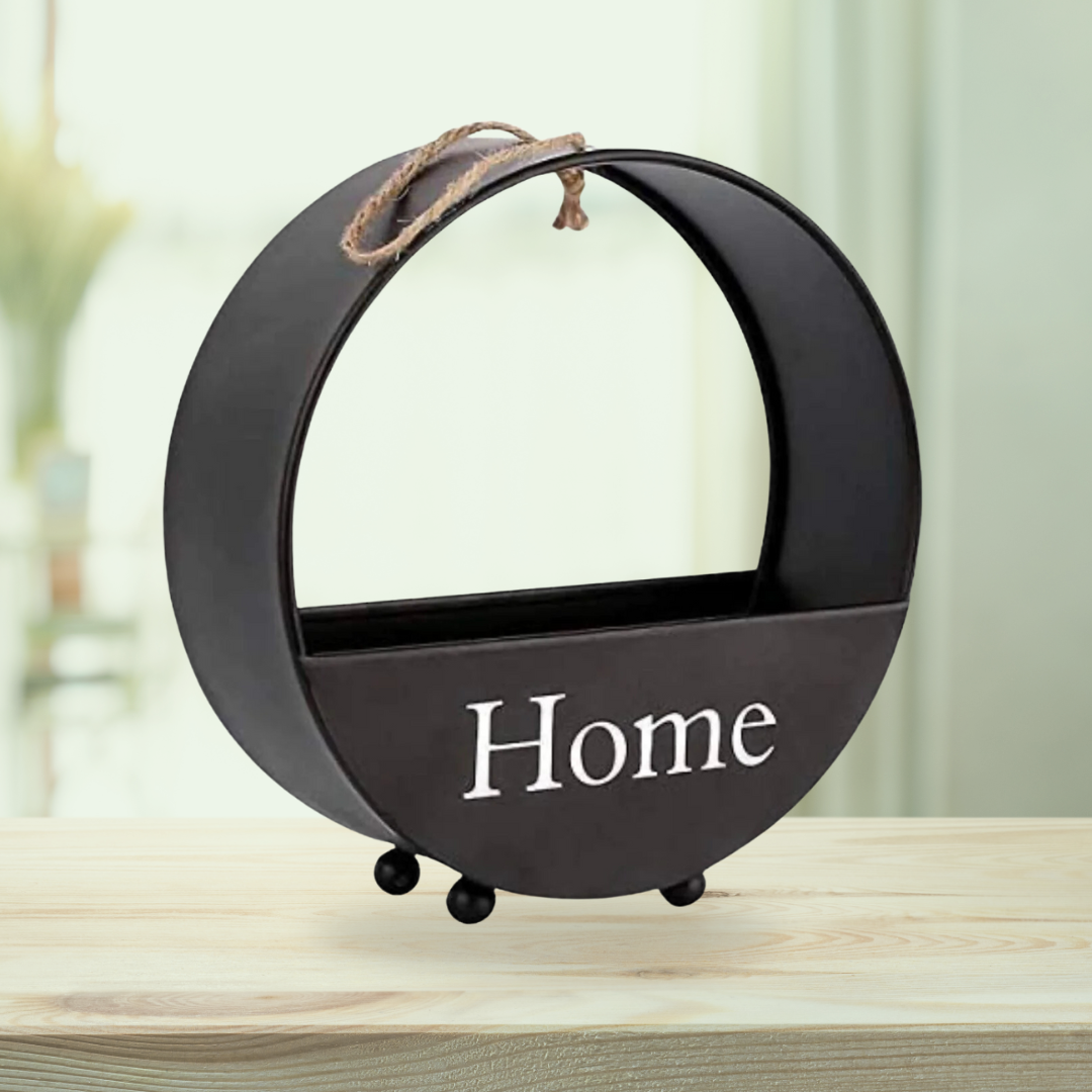 Wall-mounted circular black planter
