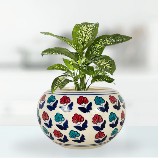 Round hand-painted decorative pot