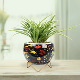 Shadow Leaf Metallic Pot with Stand
